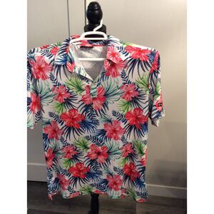 Tropical Floral short Sleeve GreenSide Golf Womens Polo Size Large